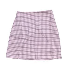 John Galt Pink Plaid Cara Mini Skirt with Side Slits